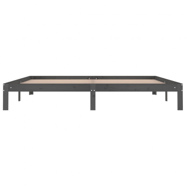 Estructura de cama madera maciza de pino gris 200x200 cm M 4
