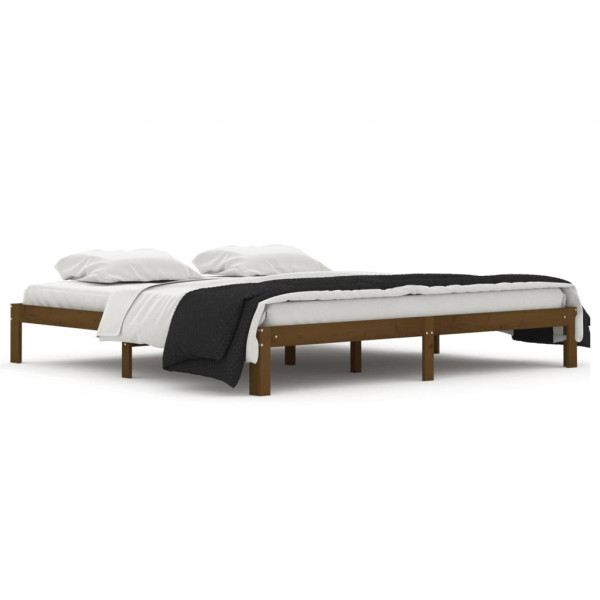 Estructura de cama madera maciza de pino marrón miel 200x200 cm M 2