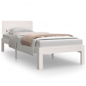 Estructura de cama madera maciza individual blanco 75x190 cm H