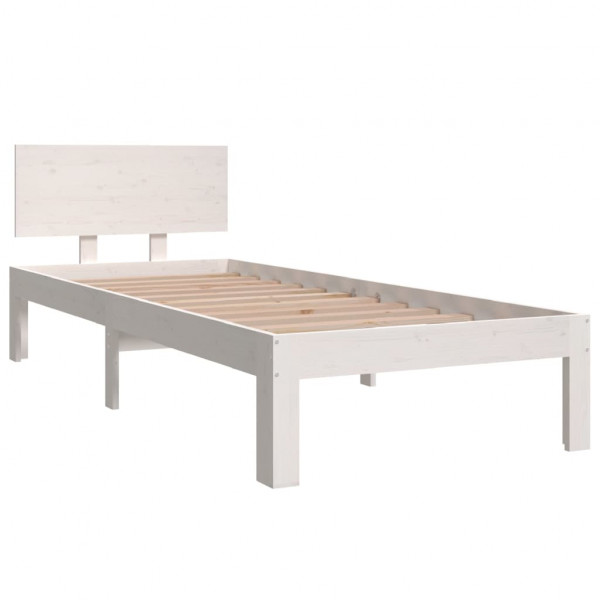 Estructura de cama madera maciza individual blanco 75x190 cm M 3