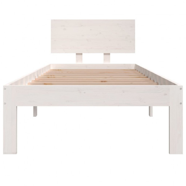 Estrutura cama pequena solteiro 75x190 cm madeira maciça branco M 4