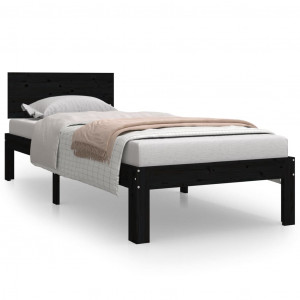 Estrutura cama pequena solteiro 75x190 cm madeira maciça preto H