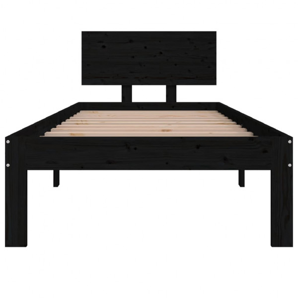 Estructura de cama individual madera maciza negro 75x190 cm M 4