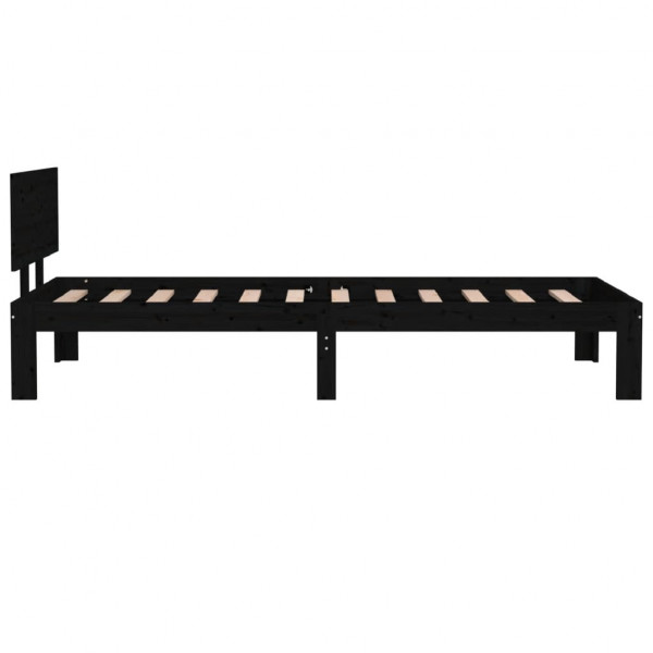 Estructura de cama individual madera maciza negro 75x190 cm M 5