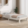 Estrutura de cama solteiro 90x190 cm madeira maciça branco 1