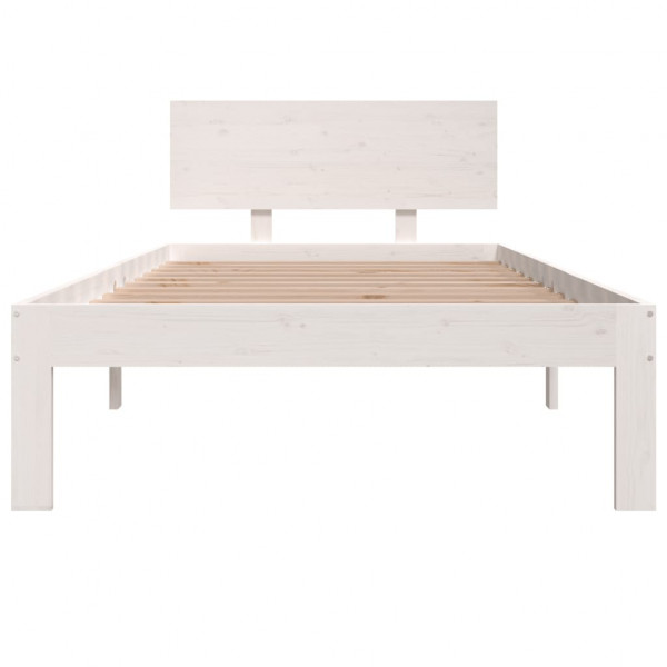 Estructura de cama individual madera maciza blanco 90x190 cm M 4
