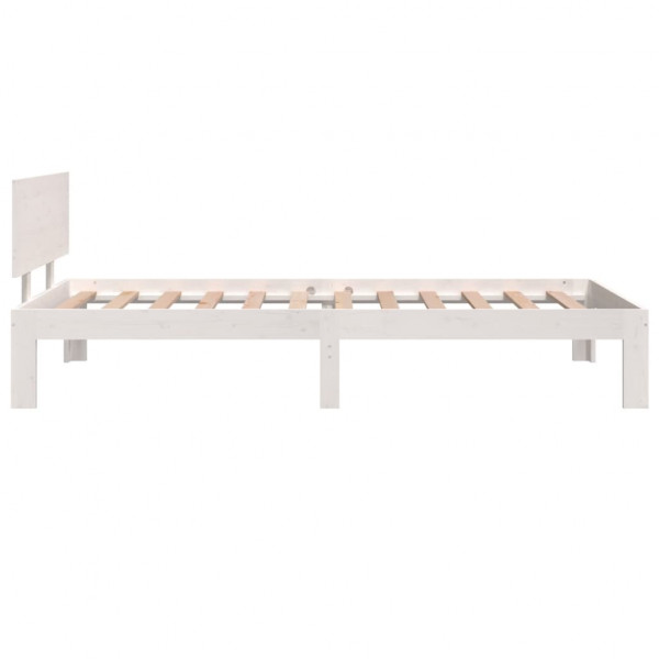 Estrutura de cama solteiro 90x190 cm madeira maciça branco M 5