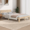 Estructura de cama doble pequeña madera maciza 120x190 cm 1