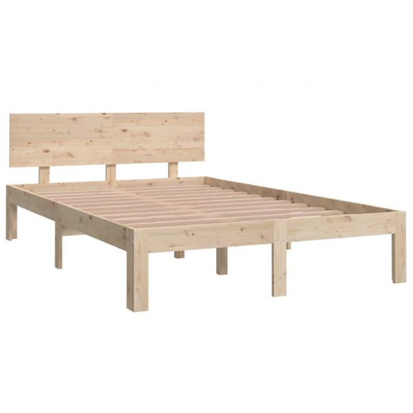 Estructura de cama doble pequeña madera maciza 120x190 cm M 3