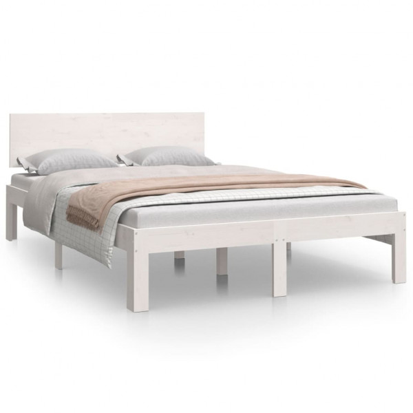 Estructura de cama madera maciza blanco 120x190 cm M 2