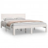Estrutura de cama casal 135x190 cm madeira maciça branco 2