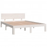 Estrutura de cama casal 135x190 cm madeira maciça branco 3