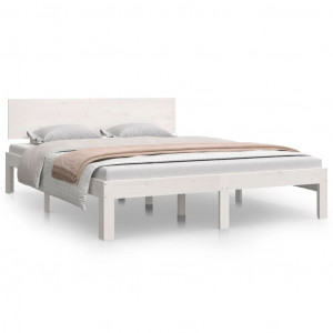 Estrutura de cama 140x190 cm pinho maciço branco H
