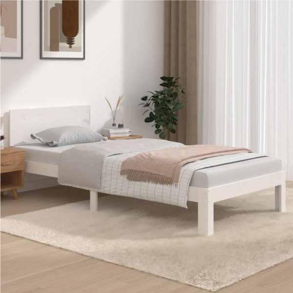 Estructura de cama madera maciza de pino blanco 90x200 cm D