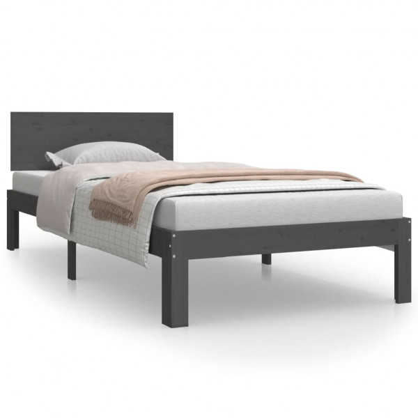 Estructura de cama madera maciza de pino gris 90x200 cm M 2