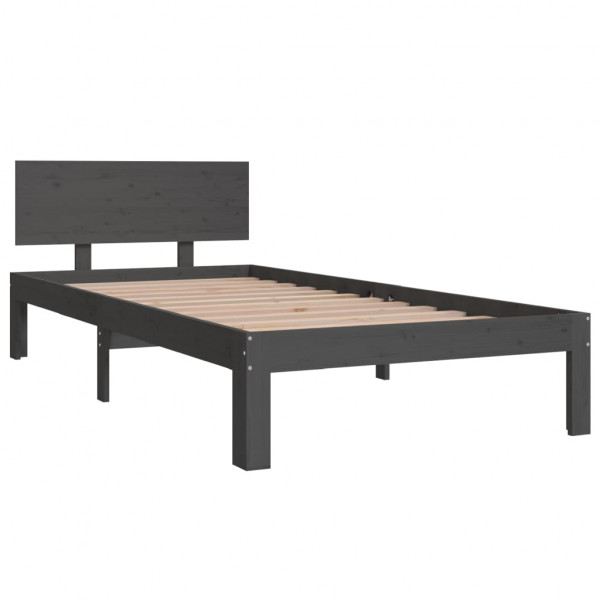 Estructura de cama madera maciza de pino gris 90x200 cm M 3