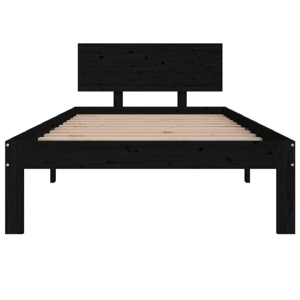Estructura de cama madera maciza de pino negro 90x200 cm M 4