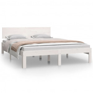 Estrutura de cama 140x200 cm pinho maciço branco H