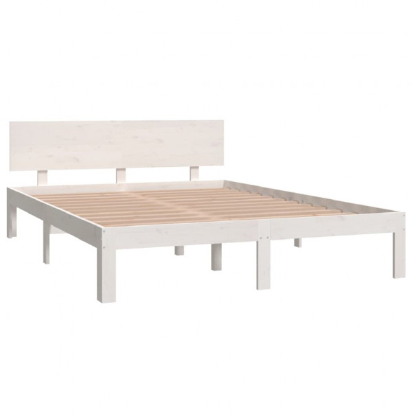 Estructura de cama madera maciza de pino blanco 140x200 cm M 3