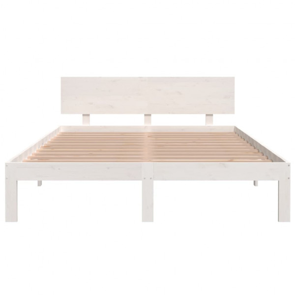 Estructura de cama madera maciza de pino blanco 140x200 cm M 4