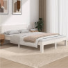 Estrutura de cama king 150x200 cm madeira maciça branco 1