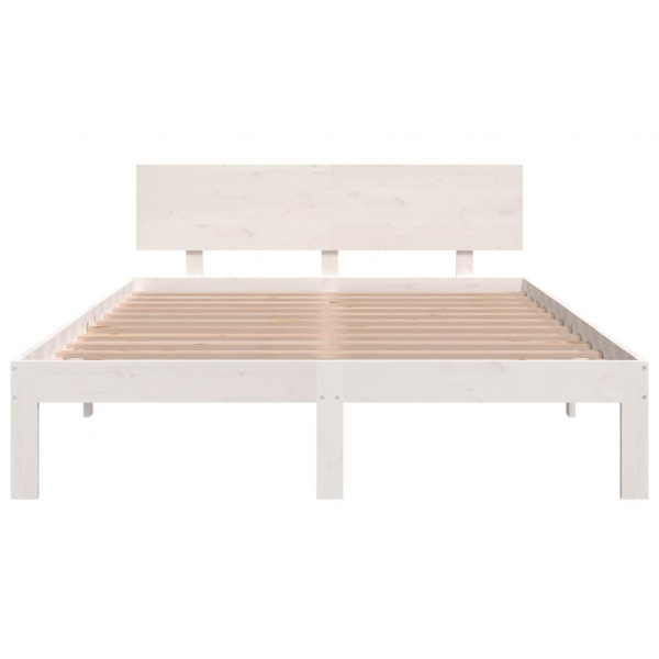 Estrutura de cama king 150x200 cm madeira maciça branco M 4
