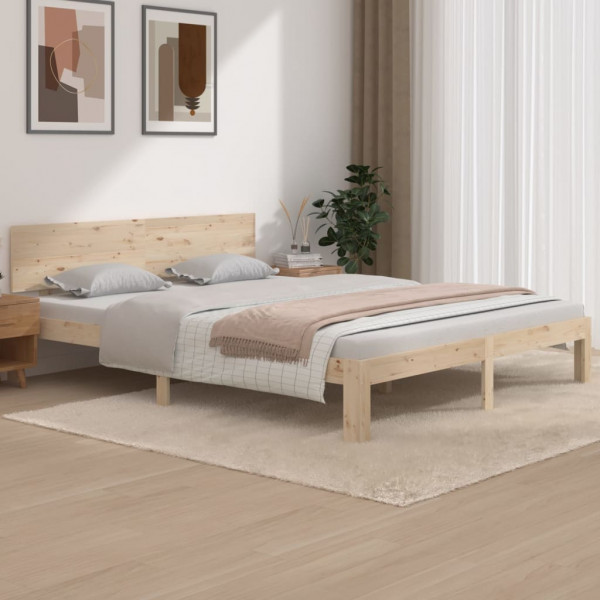 Estructura de cama de madera maciza de pino 160x200 cm D