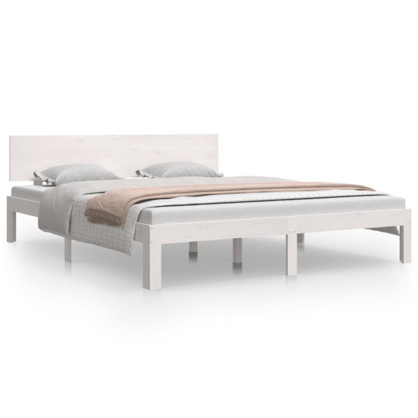 Estrutura de cama 160x200 cm pinho maciço branco M 2