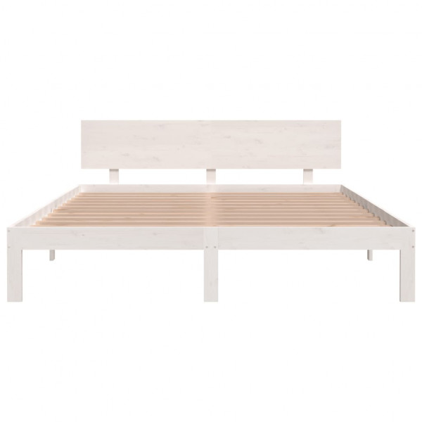 Estructura de cama de madera maciza de pino blanco 160x200 cm M 4