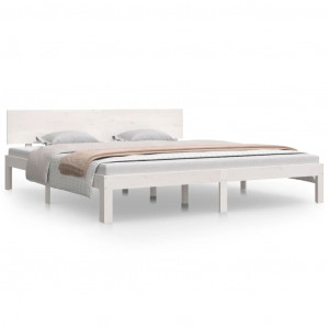 Estrutura de cama super king pinho maciço 180x200 cm branco H