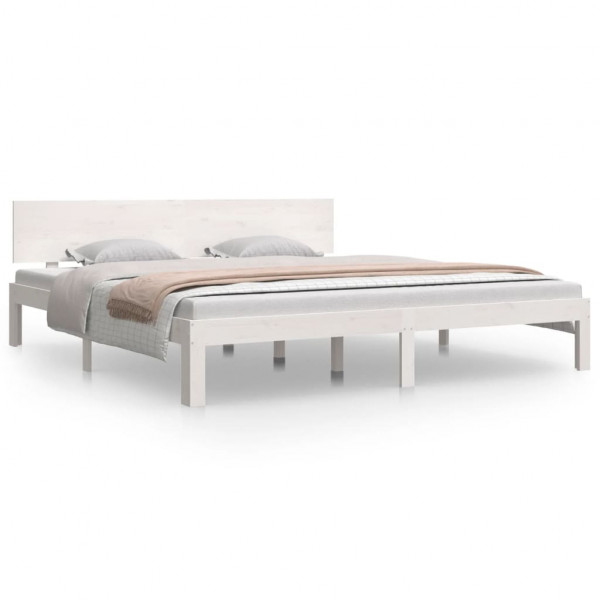 Estructura de cama Super King madera maciza blanco 180x200 cm M 2