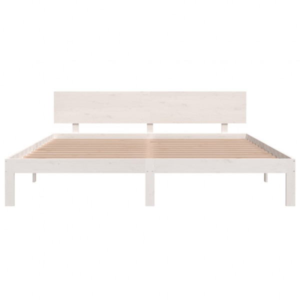 Estrutura de cama super king pinho maciço 180x200 cm branco M 4