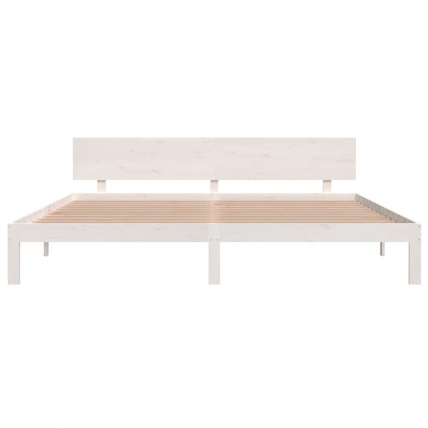 Estructura de cama madera maciza de pino blanco 200x200 cm M 4