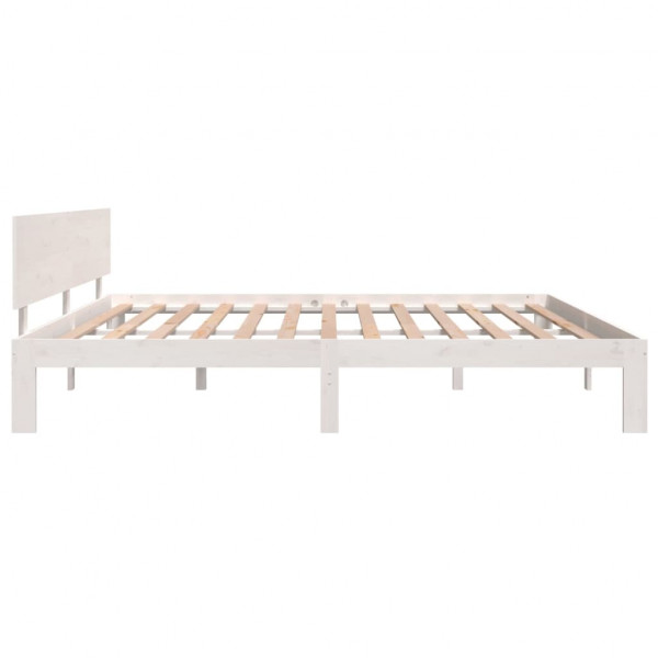 Estructura de cama madera maciza de pino blanco 200x200 cm M 5