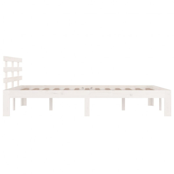 Estrutura de cama casal 135x190 cm madeira maciça branco M 5