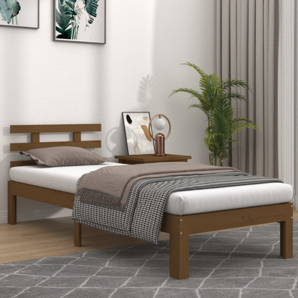Estructura de cama madera maciza marrón miel 100x200 cm D