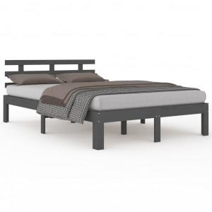 Estructura de cama madera maciza gris tamaño king 150x200 cm H