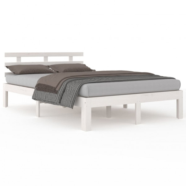 Estrutura de cama super king pinho maciço 180x200 cm branco M 2