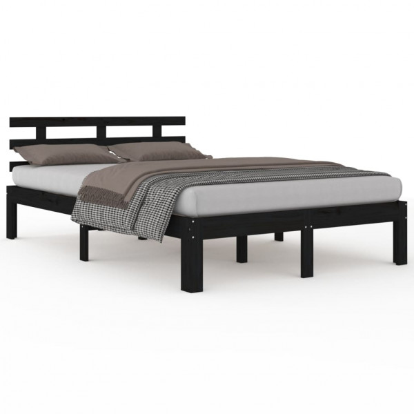 Estructura de cama de madera maciza negro 200x200 cm M 2