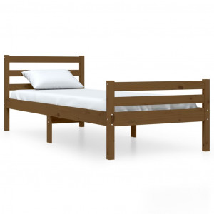 Estrutura cama pequena solteiro 75x190 cm madeira castanho mel H
