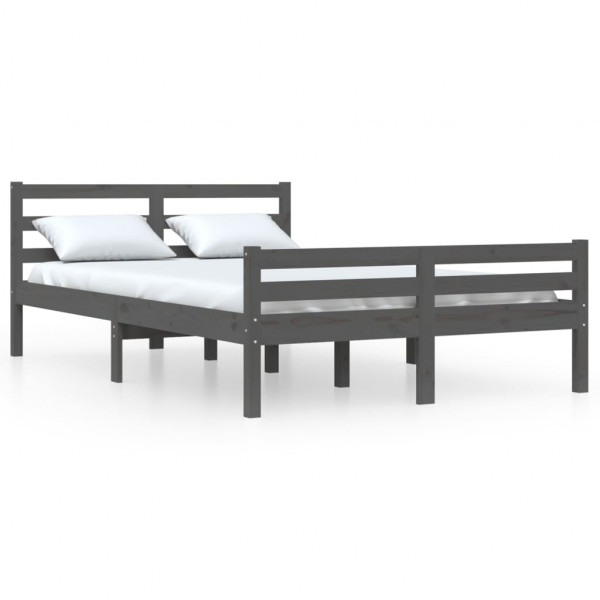 Estrutura de cama king 150x200 cm madeira maciça cinza M 2