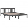 Estructura de cama matrimonial madera maciza gris 135x190 cm 3