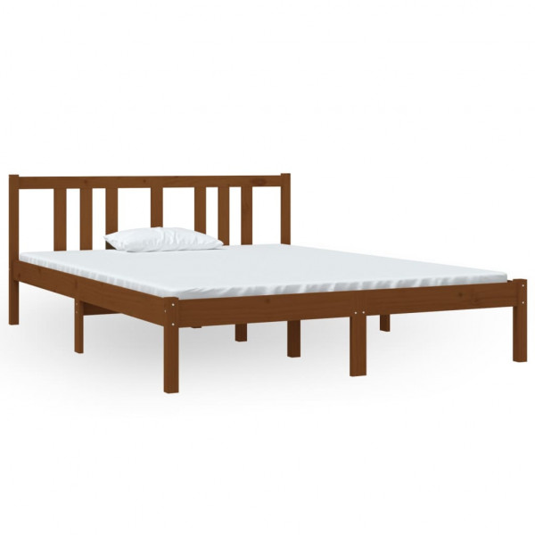 Estructura de cama madera maciza marrón miel 140x190 cm M 2