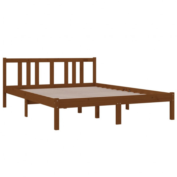Estructura de cama madera maciza marrón miel 140x190 cm M 3