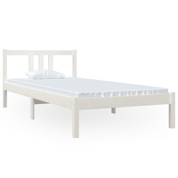 Estrutura de cama 90x200 cm madeira maciça branco M 2