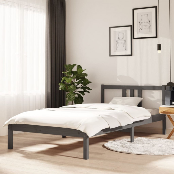 Estructura de cama madera maciza gris 100x200 cm D