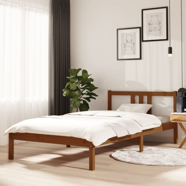 Estructura de cama madera maciza marrón miel 100x200 cm D