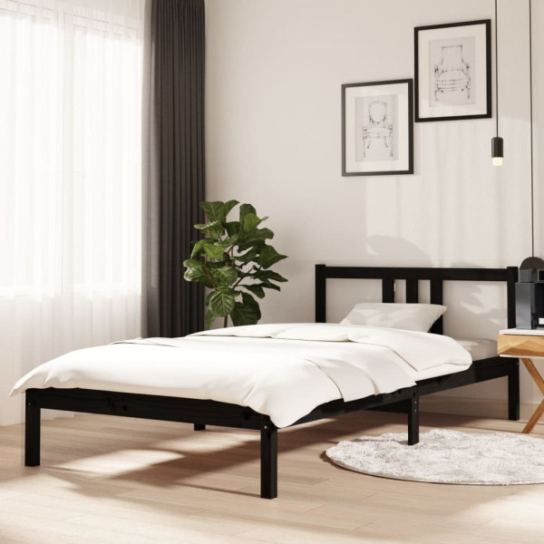 Estructura de cama madera maciza negro 100x200 cm D
