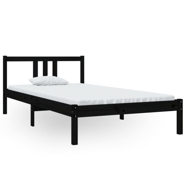 Estrutura de cama 100x200 cm madeira maciça preto M 2