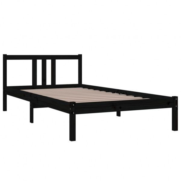 Estrutura de cama 100x200 cm madeira maciça preto M 3